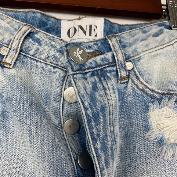 One Teaspoon 2020 Jean Mini Skirt High Waist Distressed Hendrix Blue 25 - Picture 5 of 10